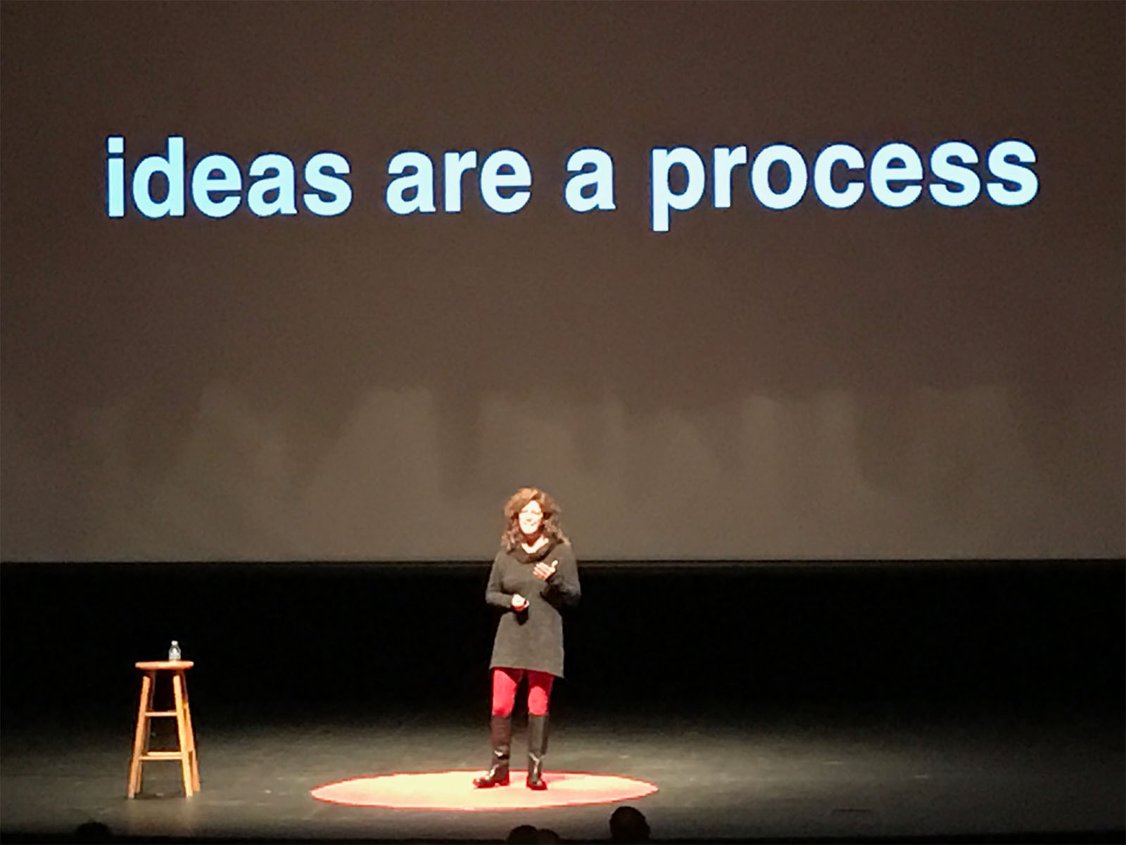 Laurie Smithwick on stage at TEDxCharlotte delivering her TEDx Talk, You ARE an Idea Person.