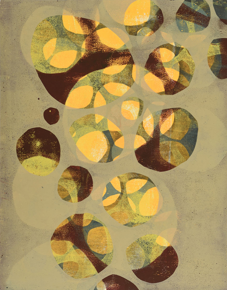 14"x11" Monotype on Bristol, from the Split Complementary series by Laurie Smithwick