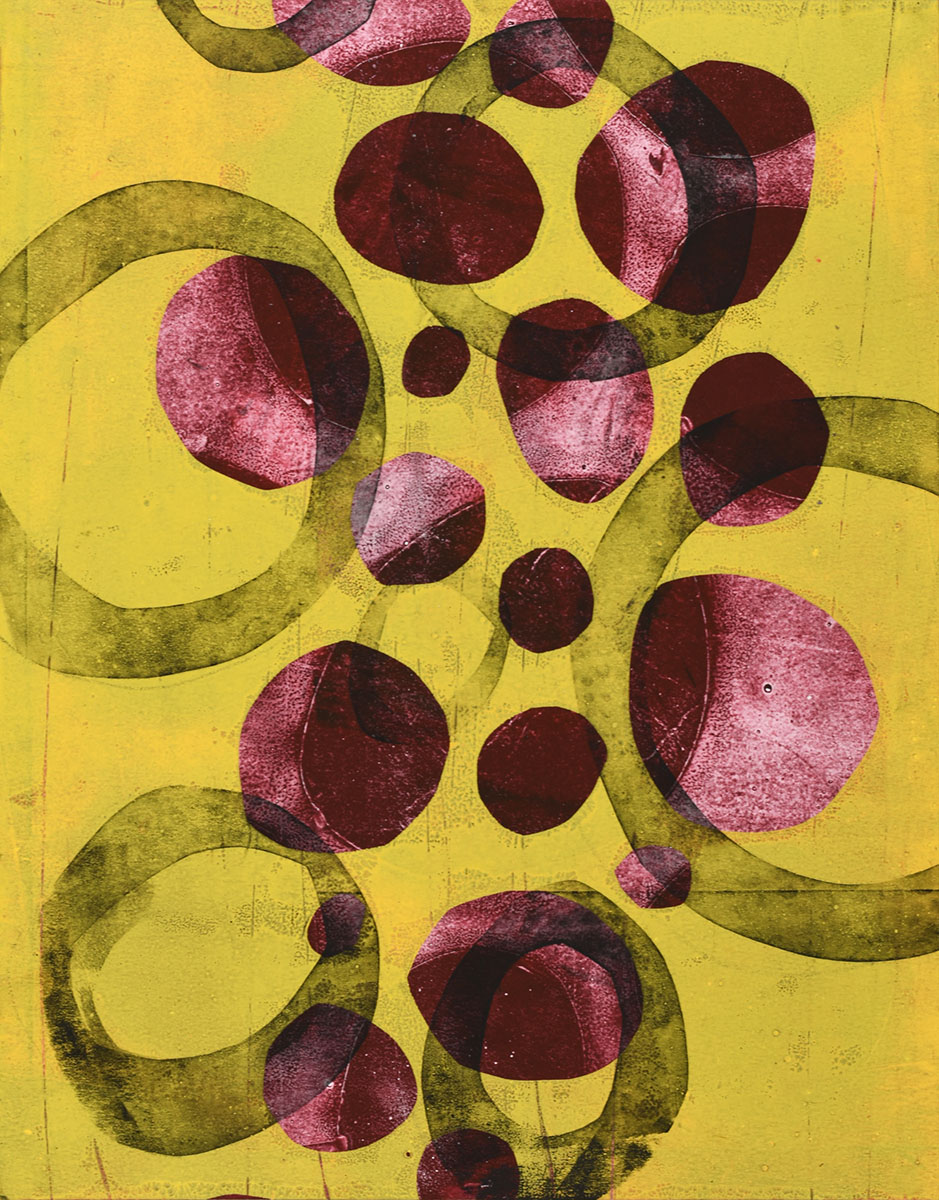 14"x11" Monotype on Bristol, from the Split Complementary series by Laurie Smithwick