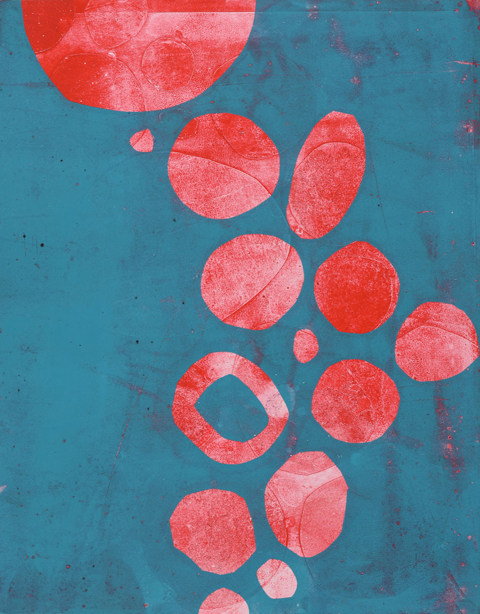 14"x11" Monotype on Bristol, from the Split Complementary series by Laurie Smithwick