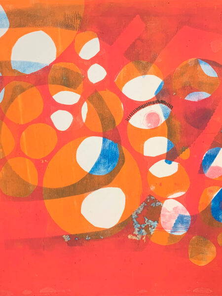 The Watchful Gaze - Gelatin monotype print and marker on bristol, from the Windows series by Laurie Smithwick