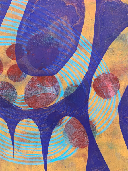 Tidepool - Gelatin monotype print and crayon on bristol, from the Windows series by Laurie Smithwick