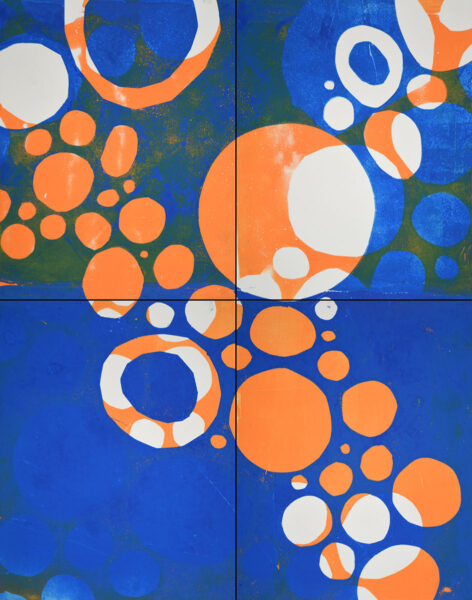 28"x22" Quadriptych Monotype on Bristol, from the Split Complementary series by Laurie Smithwick