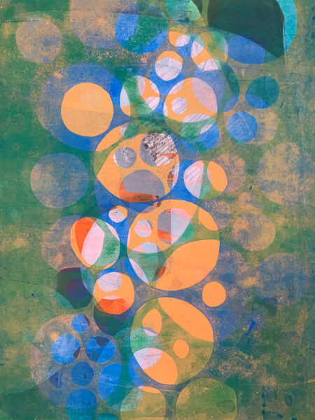 Unreliable Narrator - Gelatin monotype print and marker on bristol, from the Windows series by Laurie Smithwick